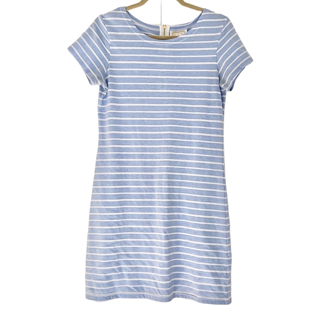 Sail to Sable | Light Blue Stripe Short Sleeve T-Shirt Dress | size M